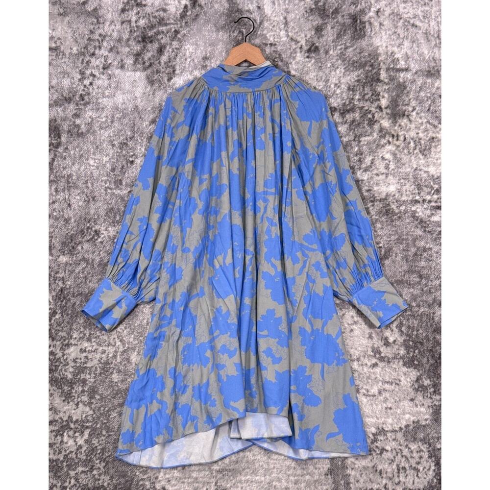 New Careste Dress 18 Womens Blue Floral Balloon Sleeve Tie Back Mini Plus Size